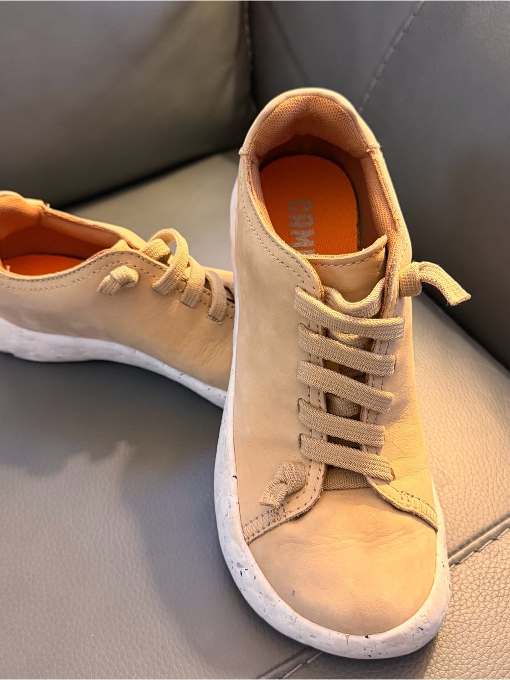 Camper Peu Tan Beige Suede Low-Top Casual Sneakers 37
